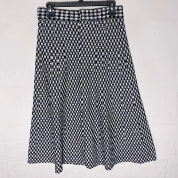 2extremz Black White Knit Midi Length A-Line Skirt L - Picture 2 of 12